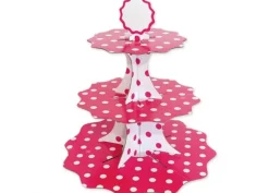 Alzate per dolci pois fucsia/bianco
