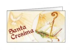 Biglietti per Cresima dorato con Simboli