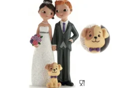 Cake topper sposi con cagnolino