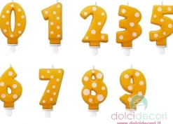 Candeline numero a pois giallo
