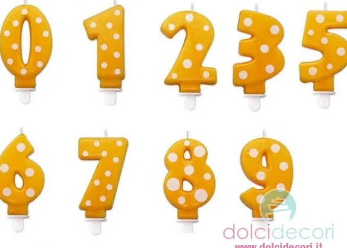 Candeline numero a pois giallo
