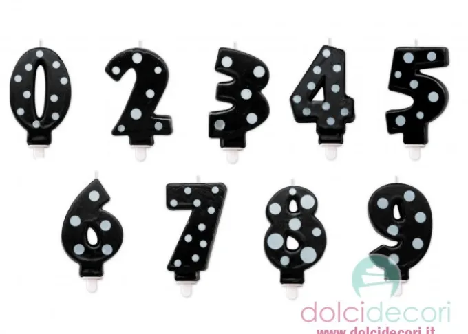 Candeline numero a pois nero
