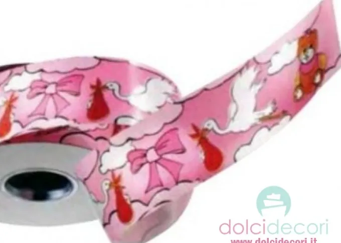 Nastro girotorta cicogna rosa