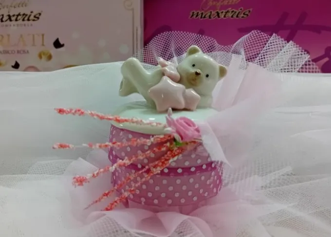 Orsetto su scatola Rosa