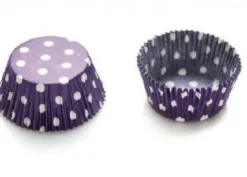 Pirottini a pois viola/bianco