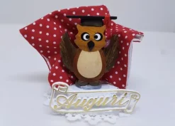 Topper Gufo in Legno Pois Auguri